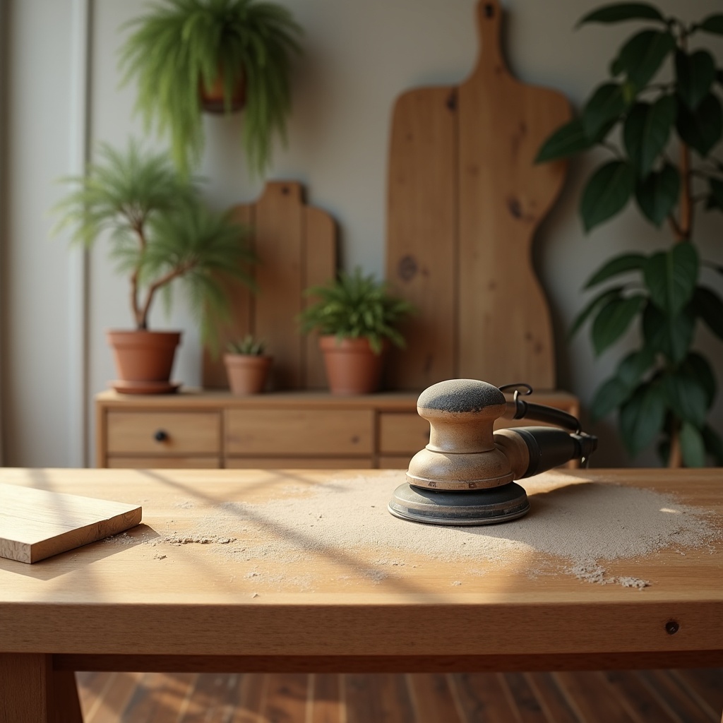 Sanding a wooden surface for a smooth finish